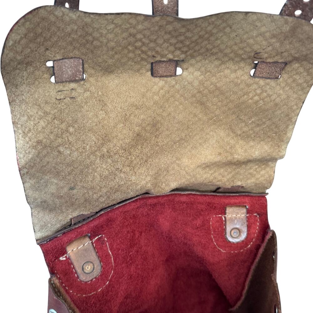 Handmade leather ren faire fantasy mix leather crossbody bag - Picture 3 of 12